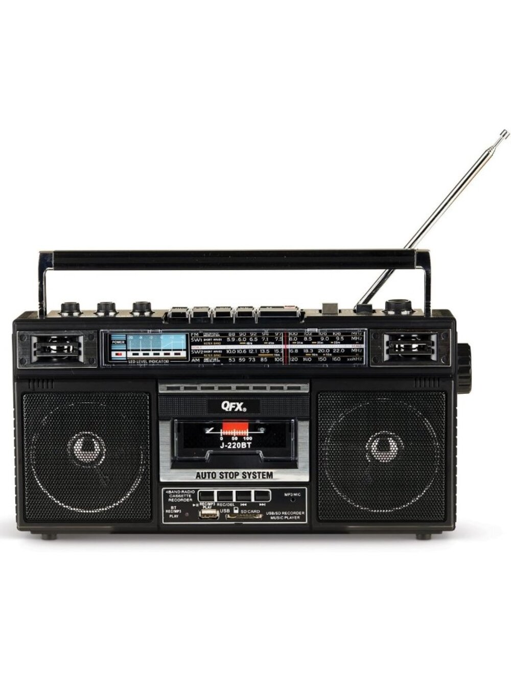 Retro Bluetooth Boombox with Cassette Player & Recorder - Vintage Sound System